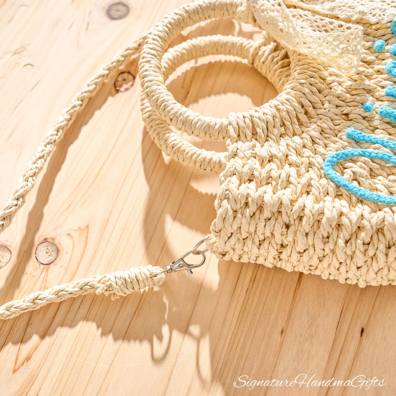 Borsa da spiaggia personalizzata, borsa a tracolla con nome personalizzato, borsa estiva personalizzata, borsa con monogramma, regalo per damigella d'onore, cestino di Pasqua per bambini immagine 9