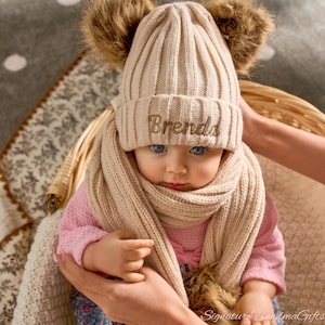 Custom Baby Beanie and Scarf Set | Custom Knit Hat | Baby Girl Accessories | Winter Baby Gift | Personalized Toddler Gift | Custom Name Hat