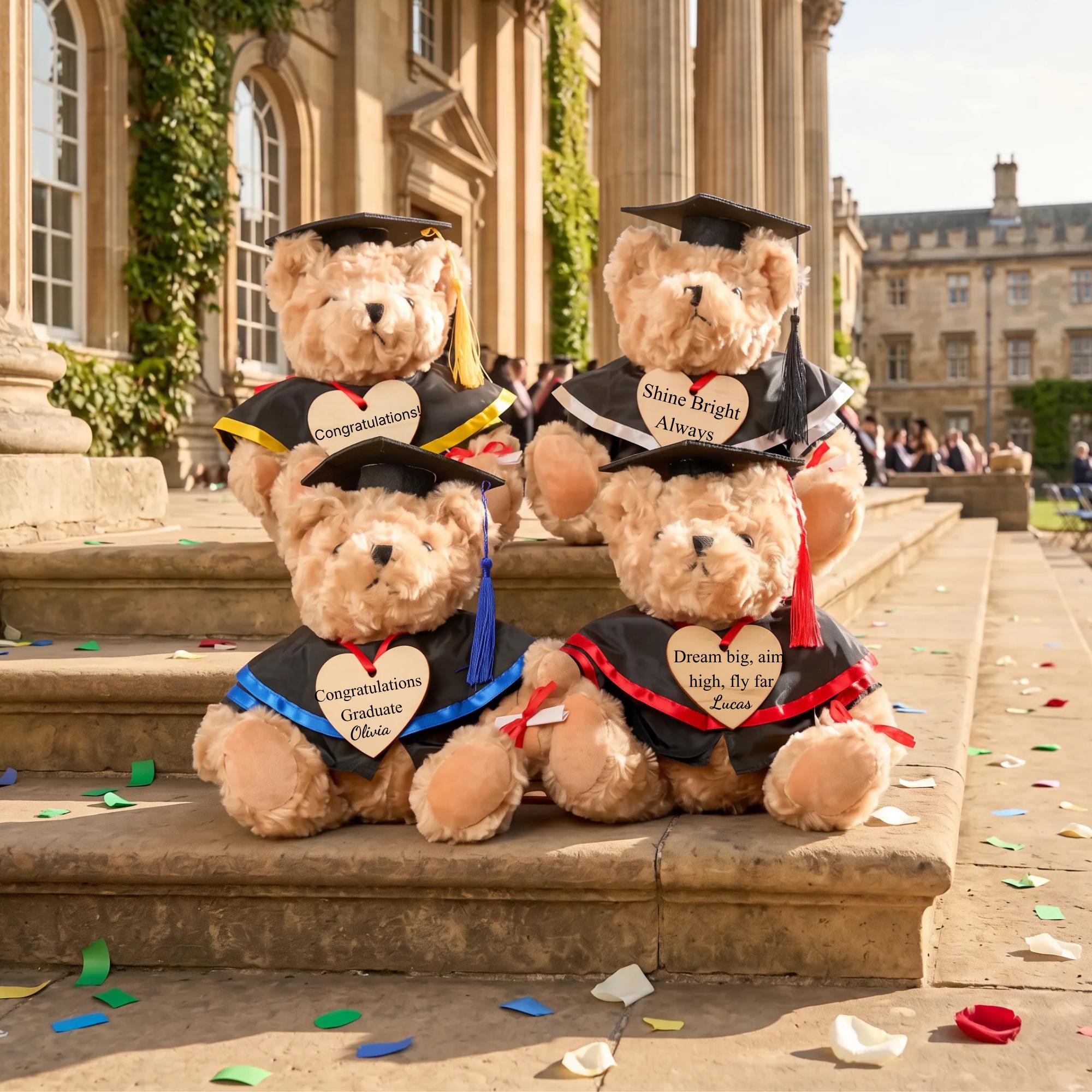 Personalized Graduation Bears Class of 2026, Custom Engraved Heart Grad ...