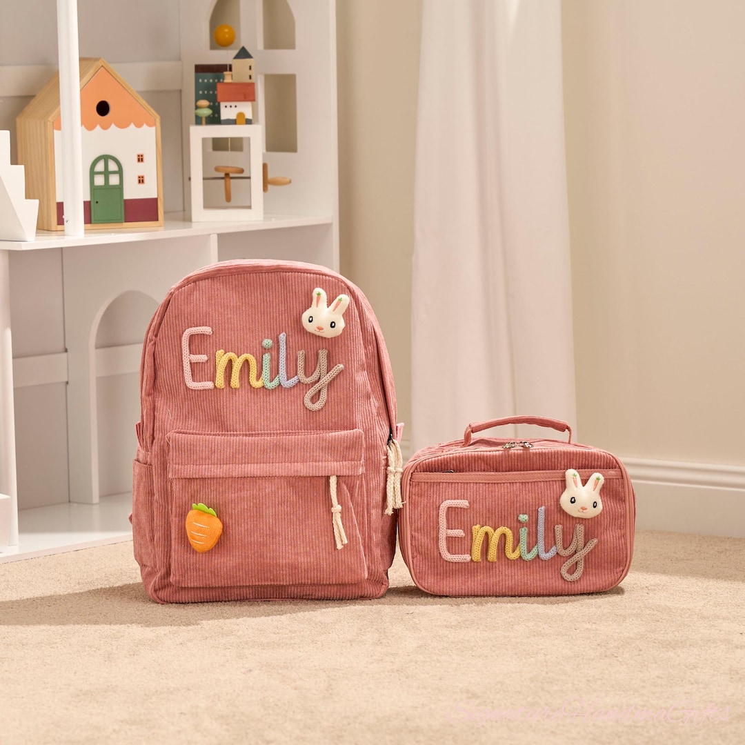 Personalized Kids Backpack & Lunchbox Set | Custom Embroidered Name Bag ...