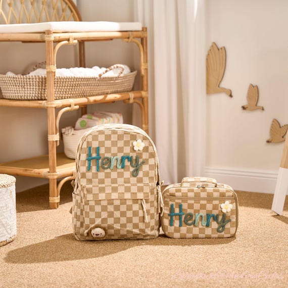 Personalized Kids Backpack & Lunchbox Set | Custom Embroidered Names | Adorable Animal Charms | Back to School Gifts