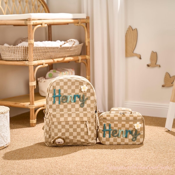 Personalized Kids Backpack & Lunchbox Set | Custom Embroidered Names | Adorable Animal Charms | Back to School Gifts