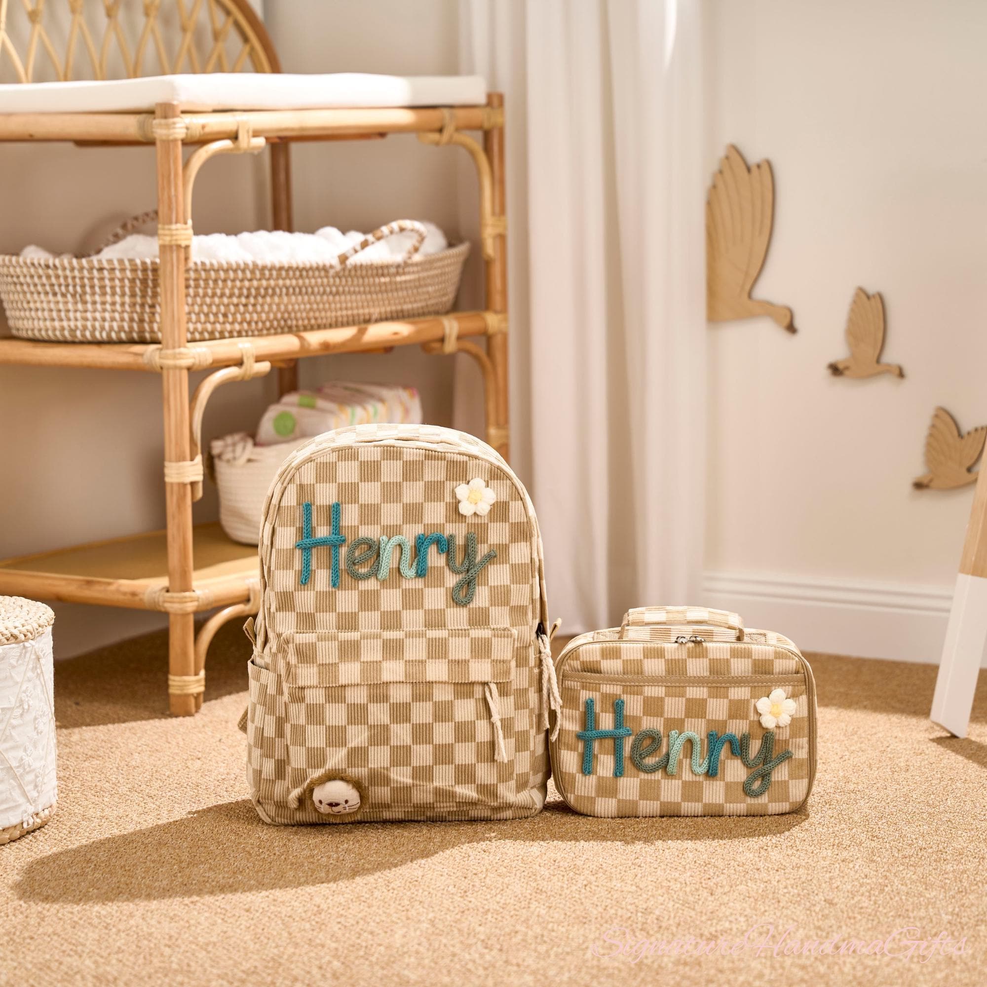 Personalized Kids Backpack & Lunchbox Set | Custom Embroidered Names | Adorable Animal Charms | Back to School Gifts