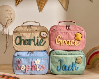 Personalisierte Kinder Lunchbox | Individuell bestickte Lunchbags | Ideal für Back to School Geschenke | Perfekt für Jungen und Mädchen