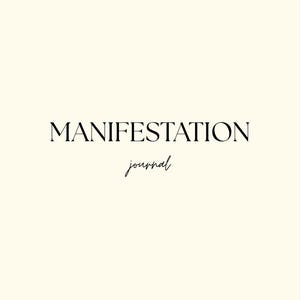 May include: A white background with the text "MANIFESTATION journal" in black.