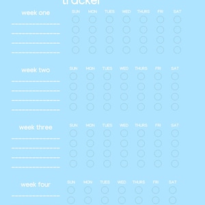 PRINTABLE Digital Daily Habit Tracker Downloadable PDF - Sky Blue