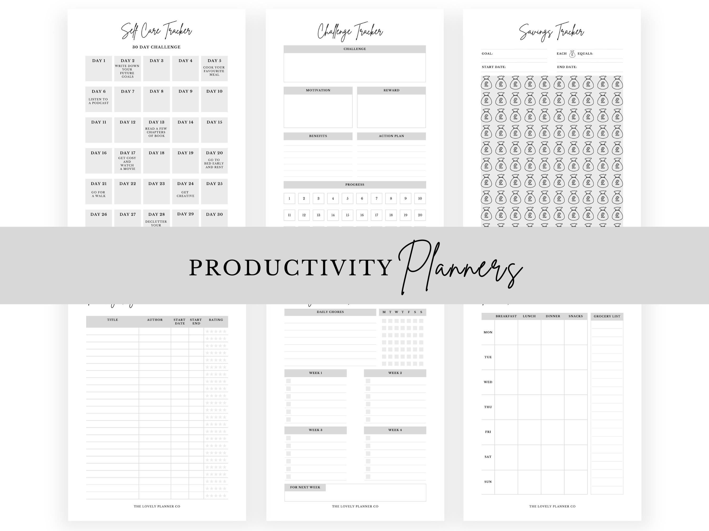 Productivity Printable Planner, Personal Planner, Monthly Weekly Daily ...
