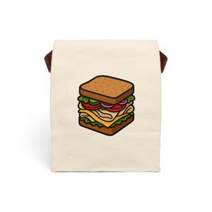 Cute Canvas Lunch Bag with Strap | Eco-Friendly Lunch Tote for Kids and Adults | Reusable Bag for School, Work, or Picnics