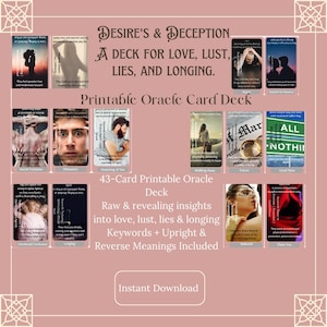 Desires & Deceptions Afdrukbaar orakelspel, 43 liefdes, lust, leugens, verlangenskaarten, digitale download