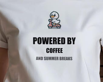 Teacher Powered by Coffee Shirt Funny Teacher Gift Cute Frog Tee Y2K Aesthetic Back to School Teacher Appreciation Day