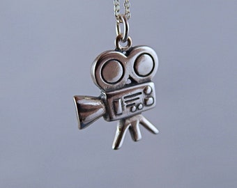 Silver Film Camera Necklace - Sterling Silver Film Camera Charm on a Delicate Sterling Silver Cable Chain or Charm Only