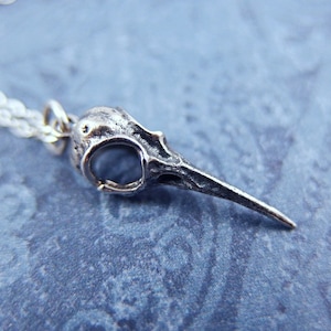 Silver Hummingbird Skull Necklace - Sterling Silver Hummingbird Skull Charm on a Delicate Sterling Silver Cable Chain or Charm Only
