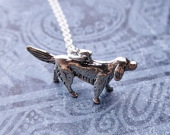 Silver Irish Setter Necklace - Sterling Silver Irish Setter Charm on a Delicate Sterling Silver Cable Chain or Charm Only
