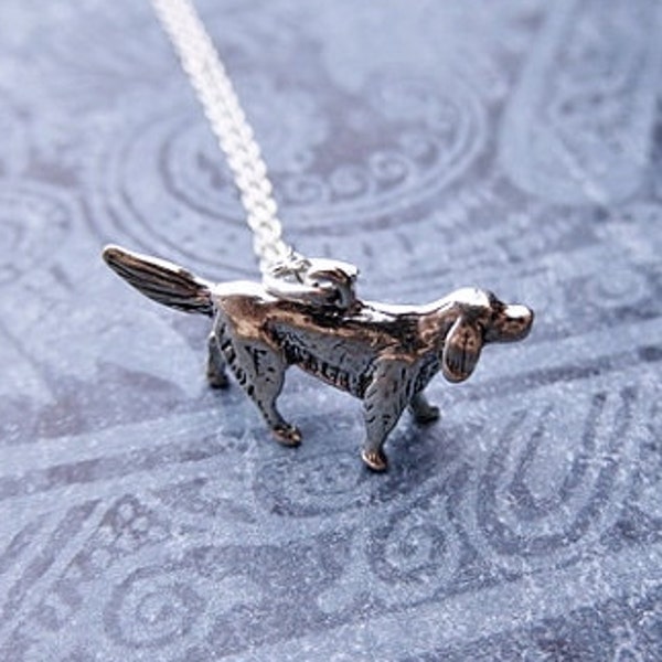 Silver Irish Setter Necklace - Sterling Silver Irish Setter Charm on a Delicate Sterling Silver Cable Chain or Charm Only