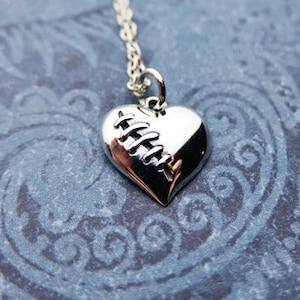 Silver Mended Heart Necklace Sterling Silver Mended Heart Charm on