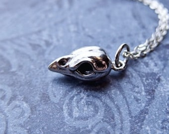 Silver Sparrow Skull Necklace - Sterling Silver Sparrow Skull Charm on a Delicate Sterling Silver Cable Chain or Charm Only