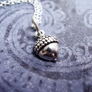 Tiny Acorn Necklace - Sterling Silver Acorn Charm on a Delicate Sterling Silver Cable Chain or Charm Only