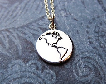 Silver World Globe Necklace - Sterling Silver World Globe Charm on a Delicate Sterling Silver Cable Chain or Charm Only