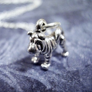 Tiny Silver Shar Pei Necklace - Sterling Silver Shar Pei Charm on a Delicate Sterling Silver Cable Chain or Charm Only