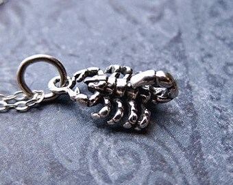 Tiny Scorpion Necklace - Sterling Silver Scorpion Charm on a Delicate Sterling Silver Cable Chain or Charm Only
