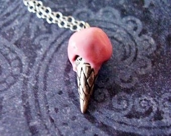 Triple Scoop Ice Cream Cone Pendant and Chain Necklace - Etsy