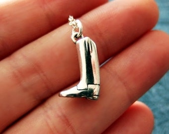 Silver Riding Boot Necklace - Sterling Silver Riding Boot Charm on a Delicate Sterling Silver Cable Chain or Charm Only