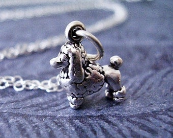 Tiny Poodle Necklace - Sterling Silver Poodle Charm on a Delicate Sterling Silver Cable Chain or Charm Only