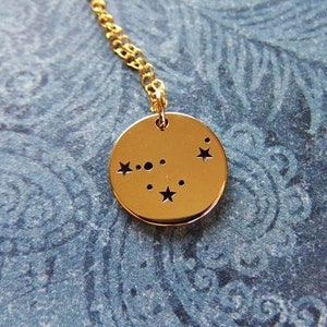 Gold Capricorn Constellation Necklace - Bronze Capricorn Constellation Charm on a Delicate 14kt Gold Filled Cable Chain or Charm Only