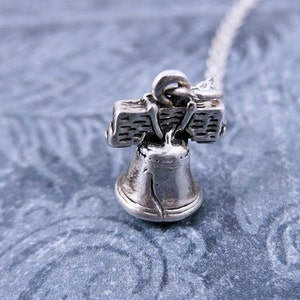 Silver Liberty Bell Necklace - Sterling Silver Liberty Bell Charm on a Delicate Sterling Silver Cable Chain or Charm Only