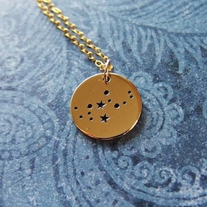 Gold Virgo Constellation Necklace - Bronze Virgo Constellation Charm on a Delicate 14kt Gold Filled Cable Chain or Charm Only
