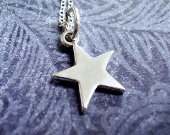 Small Silver Star Necklace - Sterling Silver Star Charm on a Delicate Sterling Silver Cable Chain or Charm Only