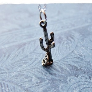 Silver Saguaro Necklace - Sterling Silver Saguaro Cactus Charm on a Delicate Sterling Silver Cable Chain or Charm Only