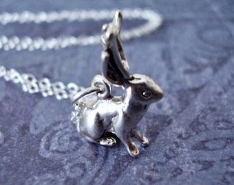 Collar Jackalope de plata - Dije Jackalope de plata de ley en una delicada cadena de plata de ley o solo el dije