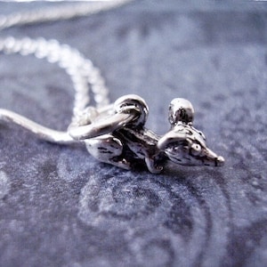 Silver Long-tailed Mouse Necklace - Sterling Silver Long-tailed Mouse Charm on a Delicate Sterling Silver Cable Chain or Charm Only