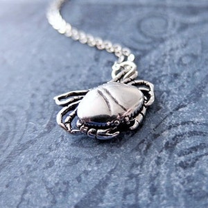 Large Silver Dungeness Crab Necklace - Sterling Silver Dungeness Crab Charm on a Delicate Sterling Silver Cable Chain or Charm Only