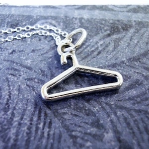Silver Clothes Hanger Necklace - Sterling Silver Clothes Hanger Charm on a Delicate Sterling Silver Cable Chain or Charm Only