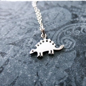 Tiny Stegosaurus Necklace - Sterling Silver Stegosaurus Charm on a Delicate Sterling Silver Cable Chain or Charm Only