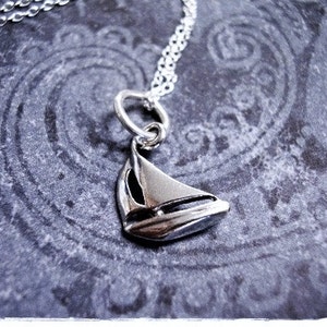 Silver Sailboat Necklace Sterling Silver Sailboat Charm on a Delicate Sterling Silver Cable Chain or Charm Only image 1