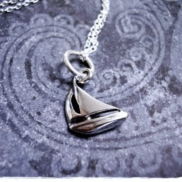 Silver Sailboat Necklace - Sterling Silver Sailboat Charm on a Delicate Sterling Silver Cable Chain or Charm Only