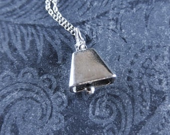 Silver Cowbell Necklace - Sterling Silver Cowbell Charm on a Delicate Sterling Silver Cable Chain or Charm Only