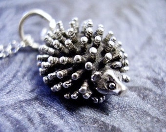 Silver Hedgehog Necklace - Sterling Silver Hedgehog Charm on a Delicate Sterling Silver Cable Chain or Charm Only