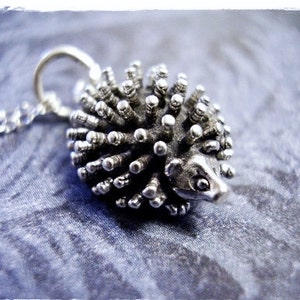 Silver Hedgehog Necklace - Sterling Silver Hedgehog Charm on a Delicate Sterling Silver Cable Chain or Charm Only