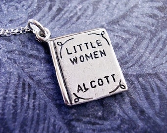 Little Women Book Necklace - Sterling Silver Little Women Book Charm on a Delicate Sterling Silver Cable Chain or Charm Only