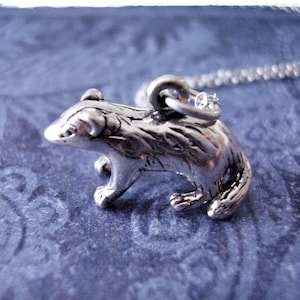 Silver Badger Necklace - Sterling Silver Badger Charm on a Delicate Sterling Silver Cable Chain or Charm Only