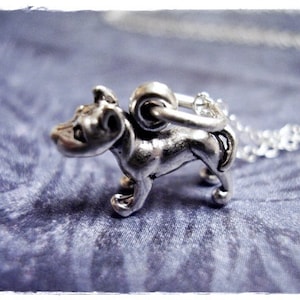 Tiny Silver Pit Bull Necklace - Sterling Silver Pit Bull Charm on a Delicate Sterling Silver Cable Chain or Charm Only