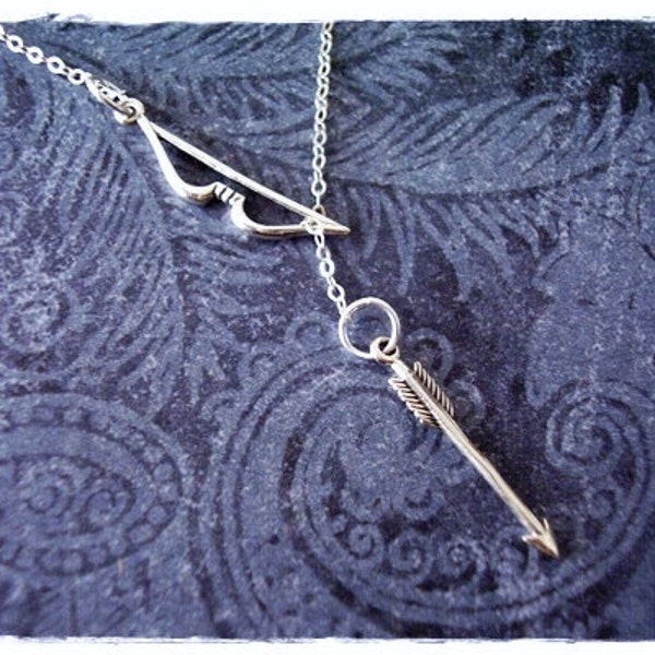 Sterling Bow and Arrow Lariat Necklace - Sterling Silver Bow and Arrow Charms on a Delicate Sterling Silver Cable Chain or Charms Only