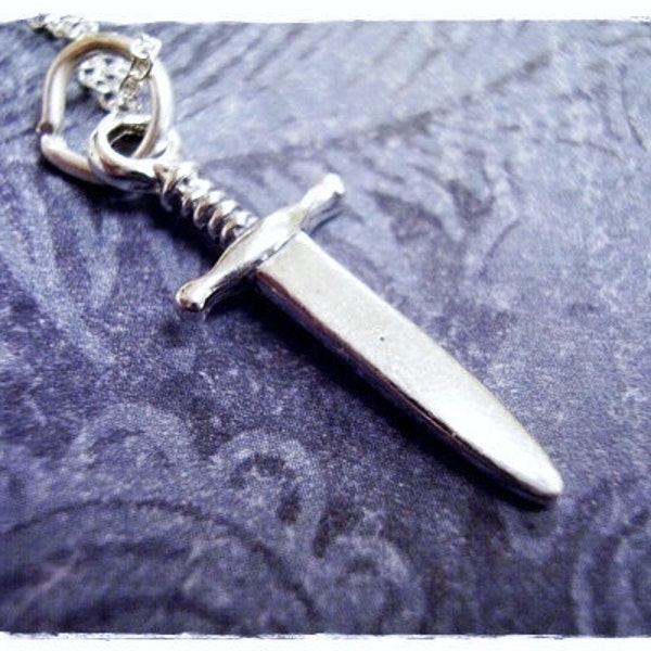 Silver Broadsword Necklace - Sterling Silver Sword Charm on a Delicate Sterling Silver Cable Chain or Charm Only