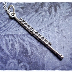 Silver Flute Necklace - Sterling Silver Flute Charm on a Delicate Sterling Silver Cable Chain or Charm Only