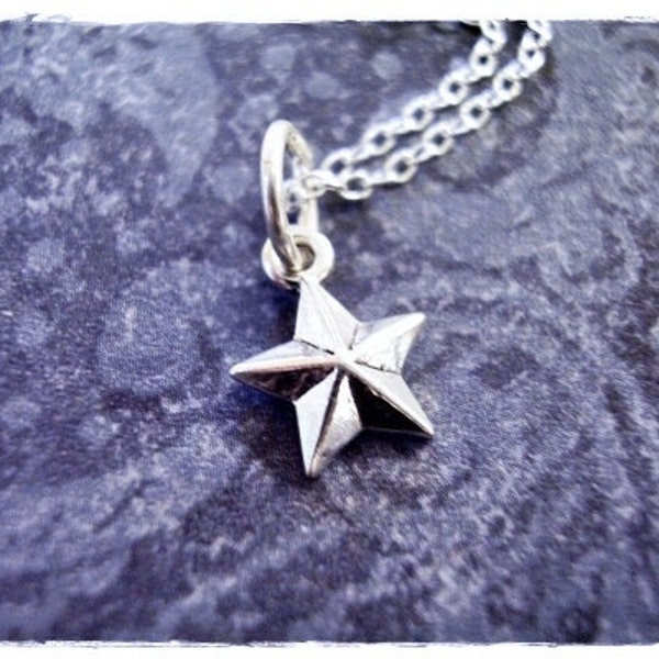 Tiny Nautical Star Necklace - Sterling Silver Nautical Star Charm on a Delicate Sterling Silver Cable Chain or Charm Only