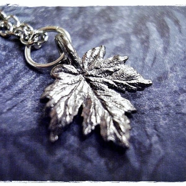 Silver Maple Leaf Necklace - Antique Pewter Maple Leaf Charm on a Delicate Silver Plated Cable Chain or Charm Only